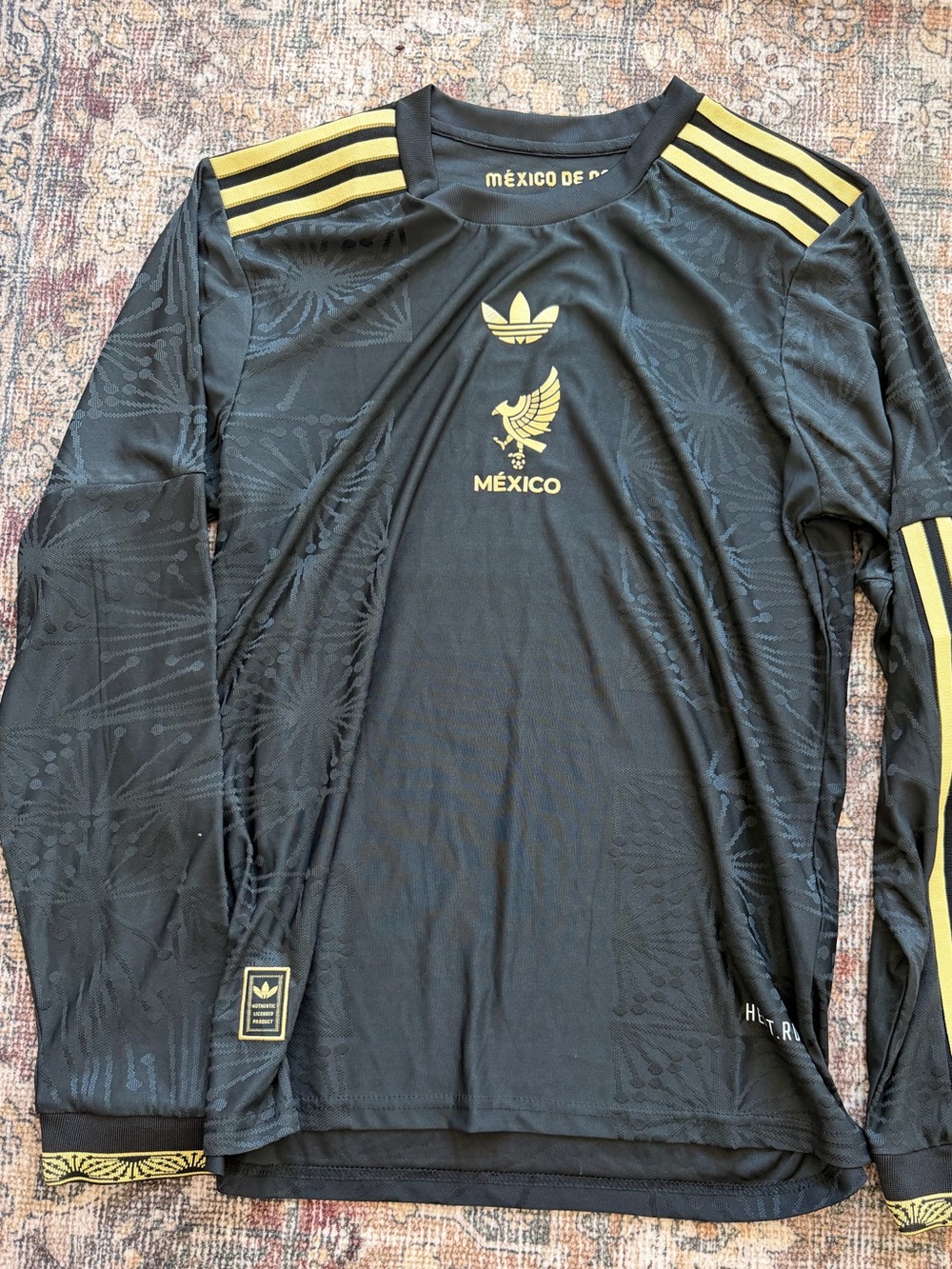 Adidas Men's 2024 Mexico Long Sleeve Jersey Black and Gold - NWOT